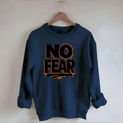 Bold typography design - "NO FEAR" - courage, bravery - Crewneck Sweatshirt - navy