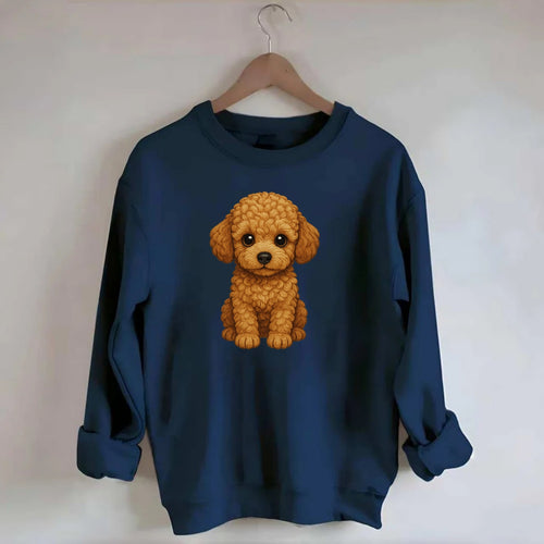 Baby Poodle Puppy - curly fluffy coat, intelligent eyes, elegant snout, - Crewneck Sweatshirt