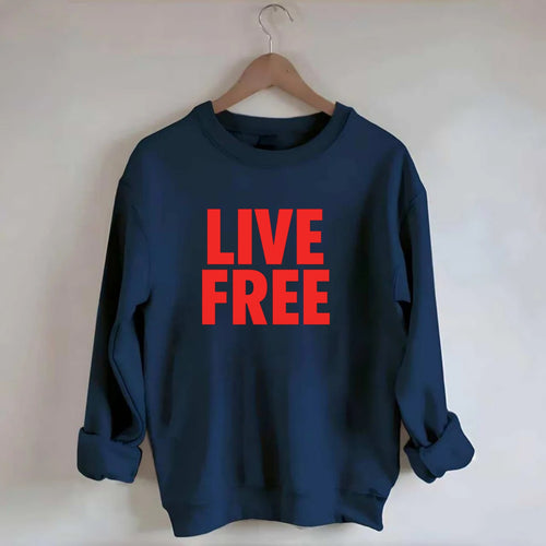 Bold typography design - LIVE FREE - unrestricted living - Crewneck Sweatshirt