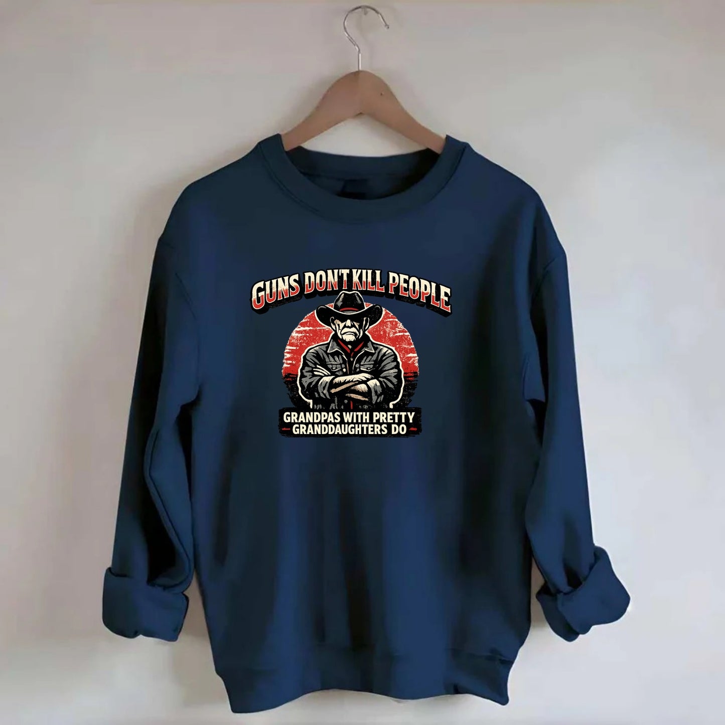 Grandpas Pretty Granddaughters - Cowboy - Crewneck Sweatshirt - navy