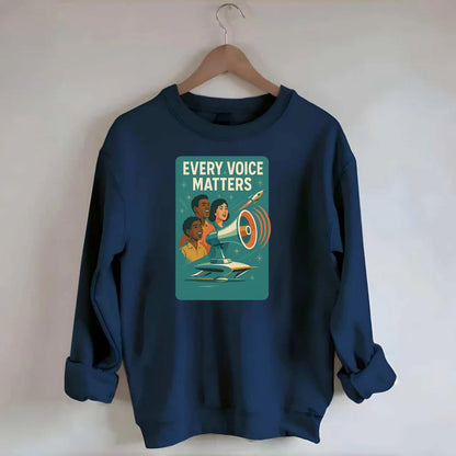 Diverse voices being heard and amplified - "Every Voice Matters" - inclusive - Crewneck Sweatshirt - navy