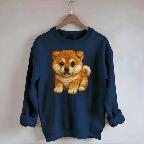 Baby Akita Puppy - fluffy bear-like, curled tail, dignified eyes, - Crewneck Sweatshirt