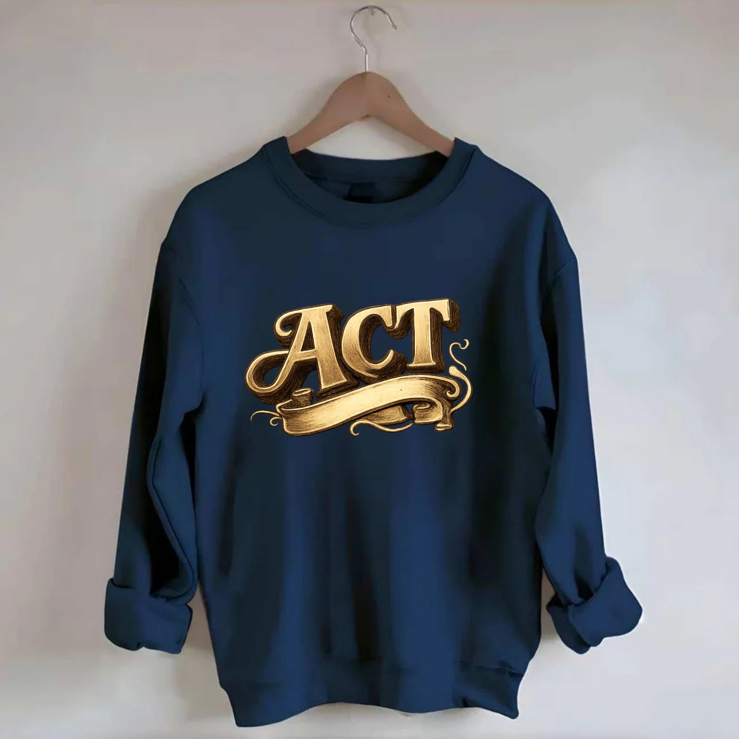 Bold typography design - "ACT" - take action, do something - Crewneck Sweatshirt - navy