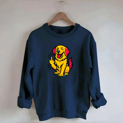 Golden Retriever with happy smile and golden coat, fluffy paw raised - Crewneck Sweatshirt - navy