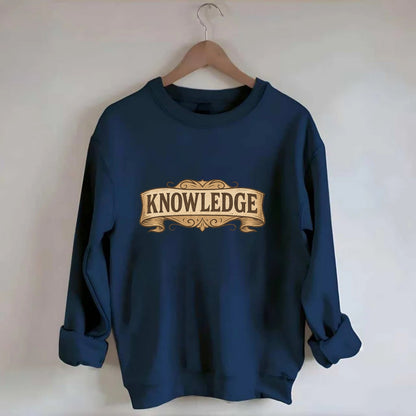 Bold typography design - "KNOWLEDGE" - learning, understanding - Crewneck Sweatshirt - navy