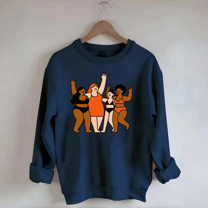 Diverse body types celebrating together - body positivity movement, all - Crewneck Sweatshirt - navy