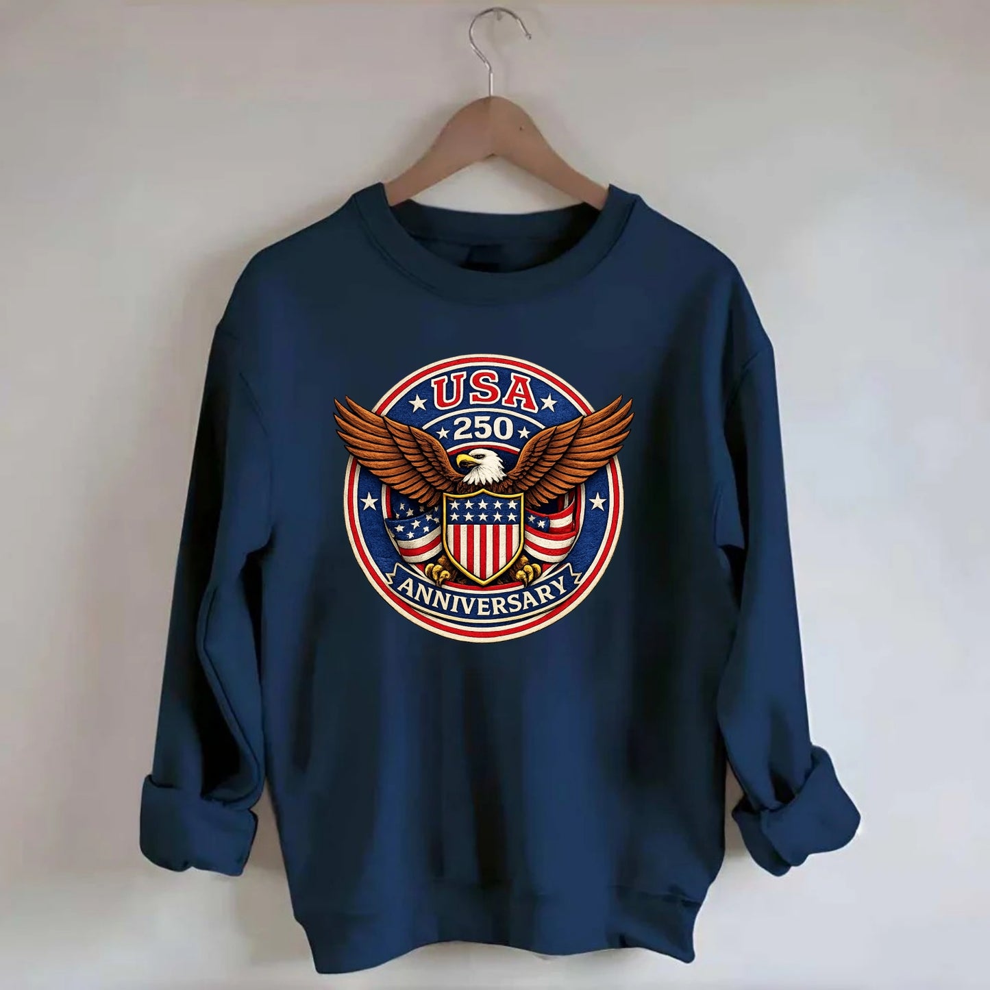 Usa 250 Anniversary Eagle Shield Emblem - Crewneck Sweatshirt - navy