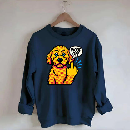 Goldendoodle with teddy bear face and curly golden coat, friendly paw - Crewneck Sweatshirt - navy