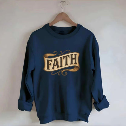 Bold typography design - "FAITH" - trust in the unseen, spiritual strength - Crewneck Sweatshirt - navy
