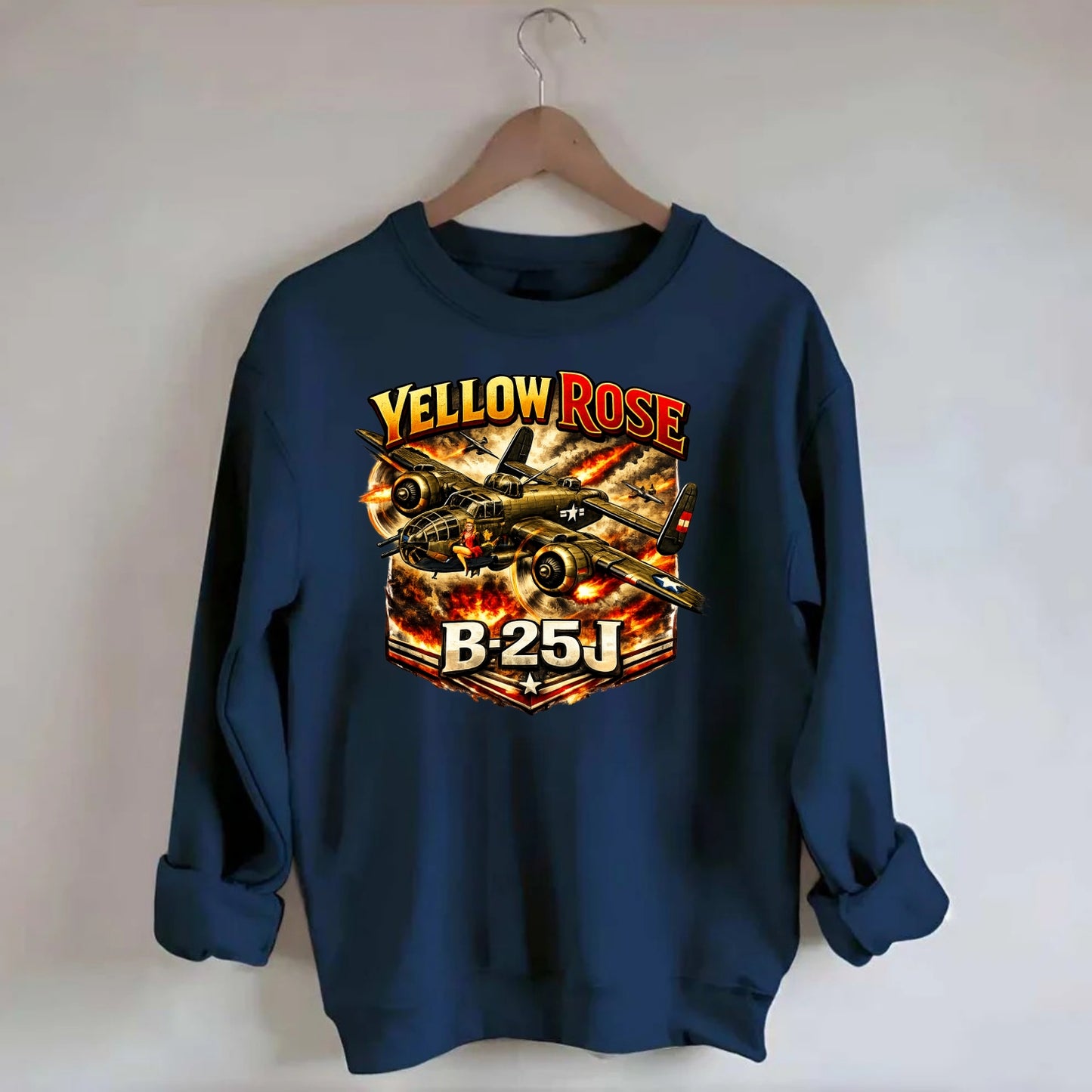 B 25j Yellow Rose - Crewneck Sweatshirt - navy