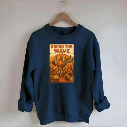 Crowd surfing at packed concert - "Riding the Wave" - concert energy - Crewneck Sweatshirt - navy