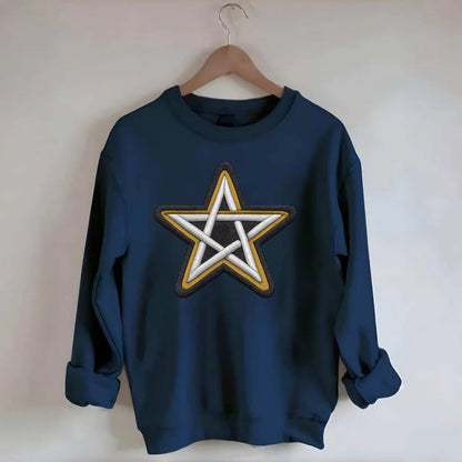 PENTAGRAM STAR - five point star in silver , protection - Crewneck Sweatshirt - navy