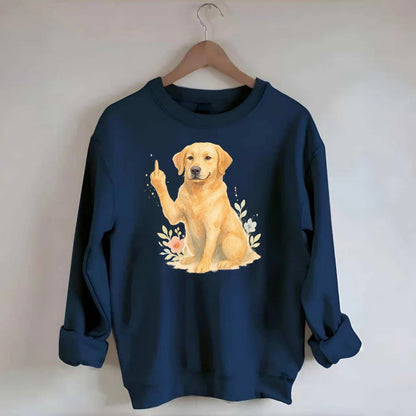 Labrador Retriever yellow sitting pretty, friendly face, strong paw up with - Crewneck Sweatshirt - navy