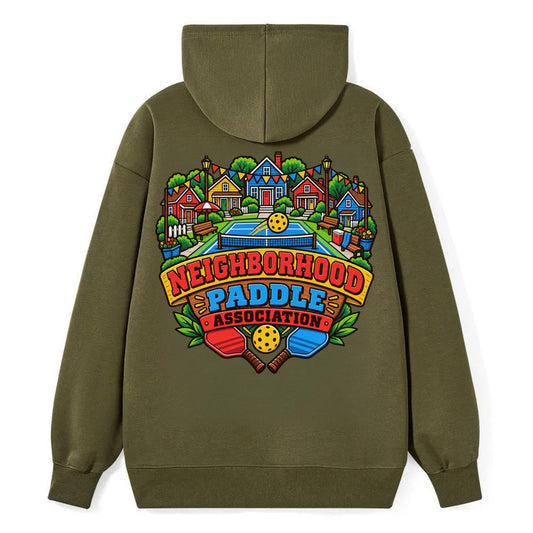 Neighborhood Paddle Association Pickleball Life Classic Pullover Hoodie – Armygreen