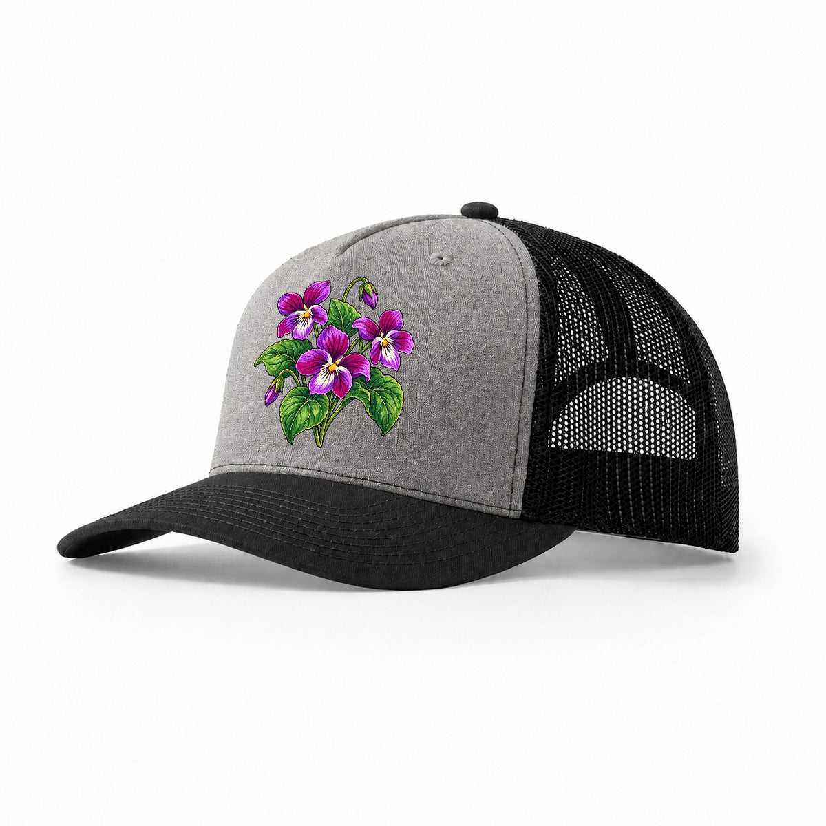 New Brunswick Purple Violet Canada Cultural Icons Trucker Hat – Grey Black