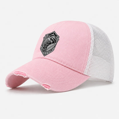 New Zealand Minimal Emblem Country Logos Washed Trucker Hat – Light Pink