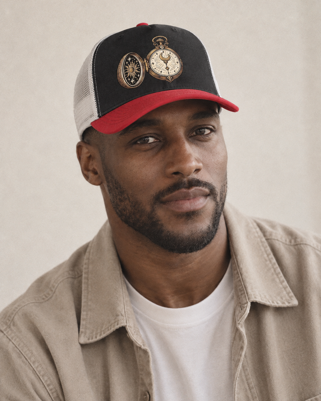 Model wearing the cap