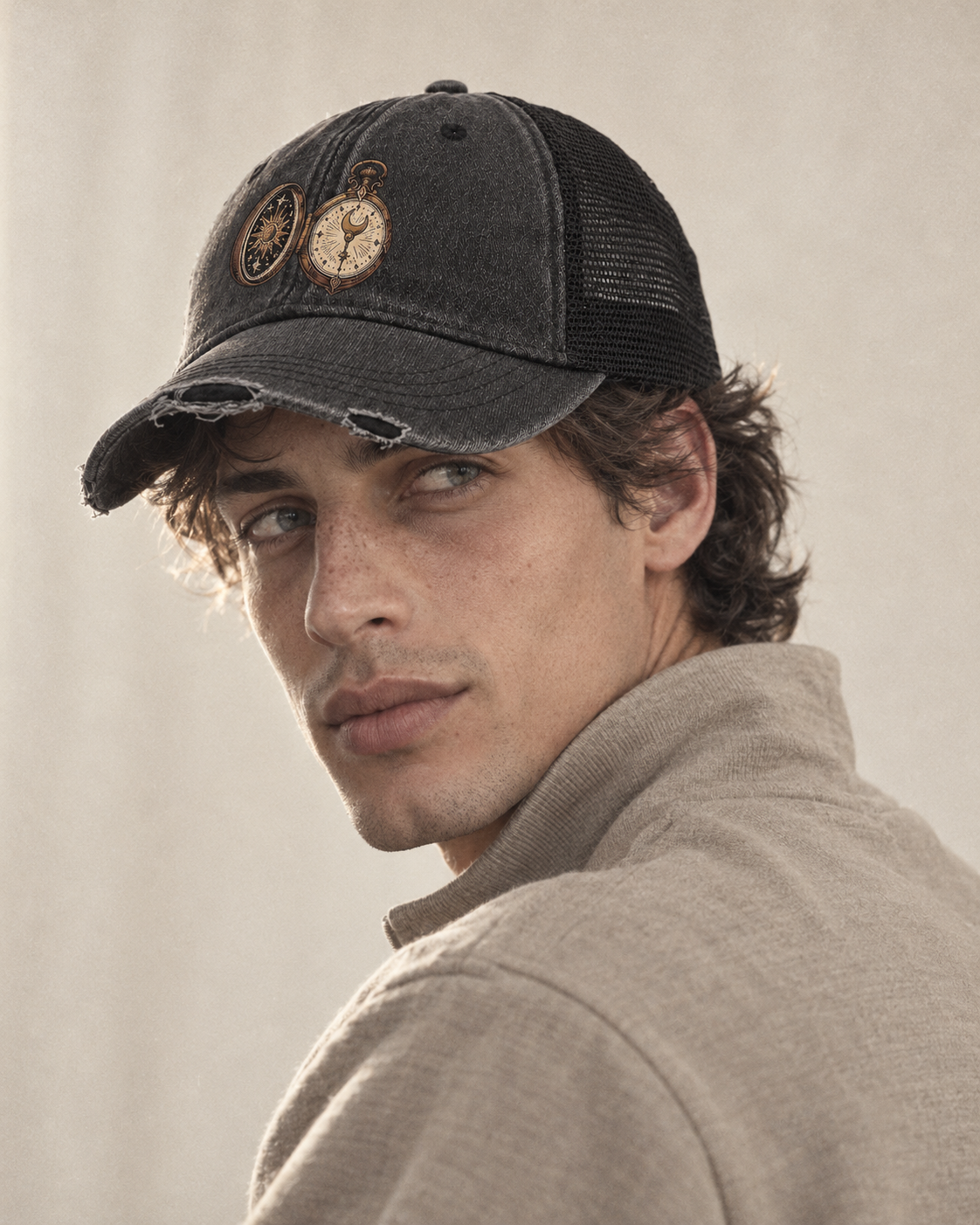 Model wearing the cap