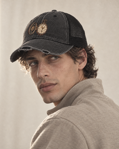 Model wearing the cap