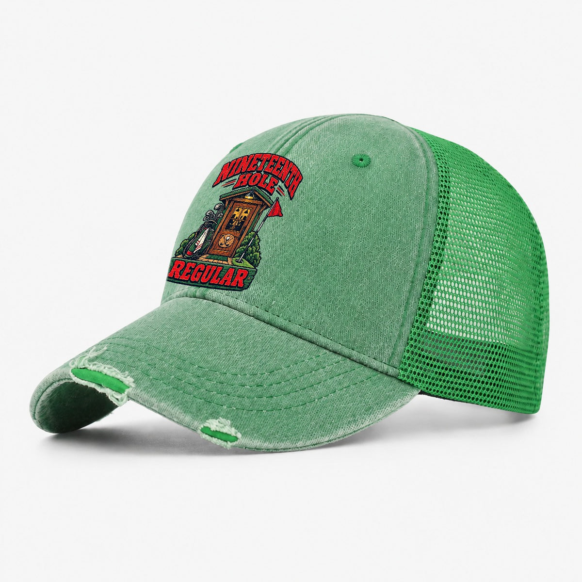 Nineteenth Hole Regular Golf Life Washed Trucker Hat – Ink Green