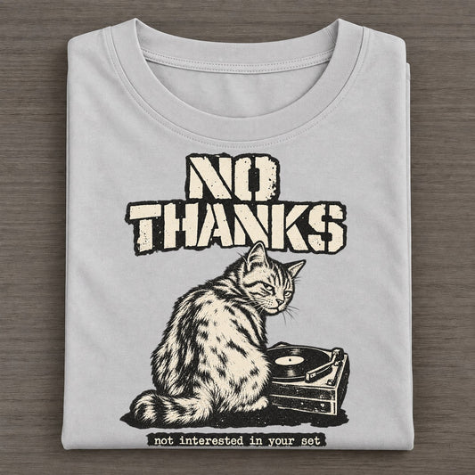 No Thanks Alley Cat Records Classic T-shirt – Grey