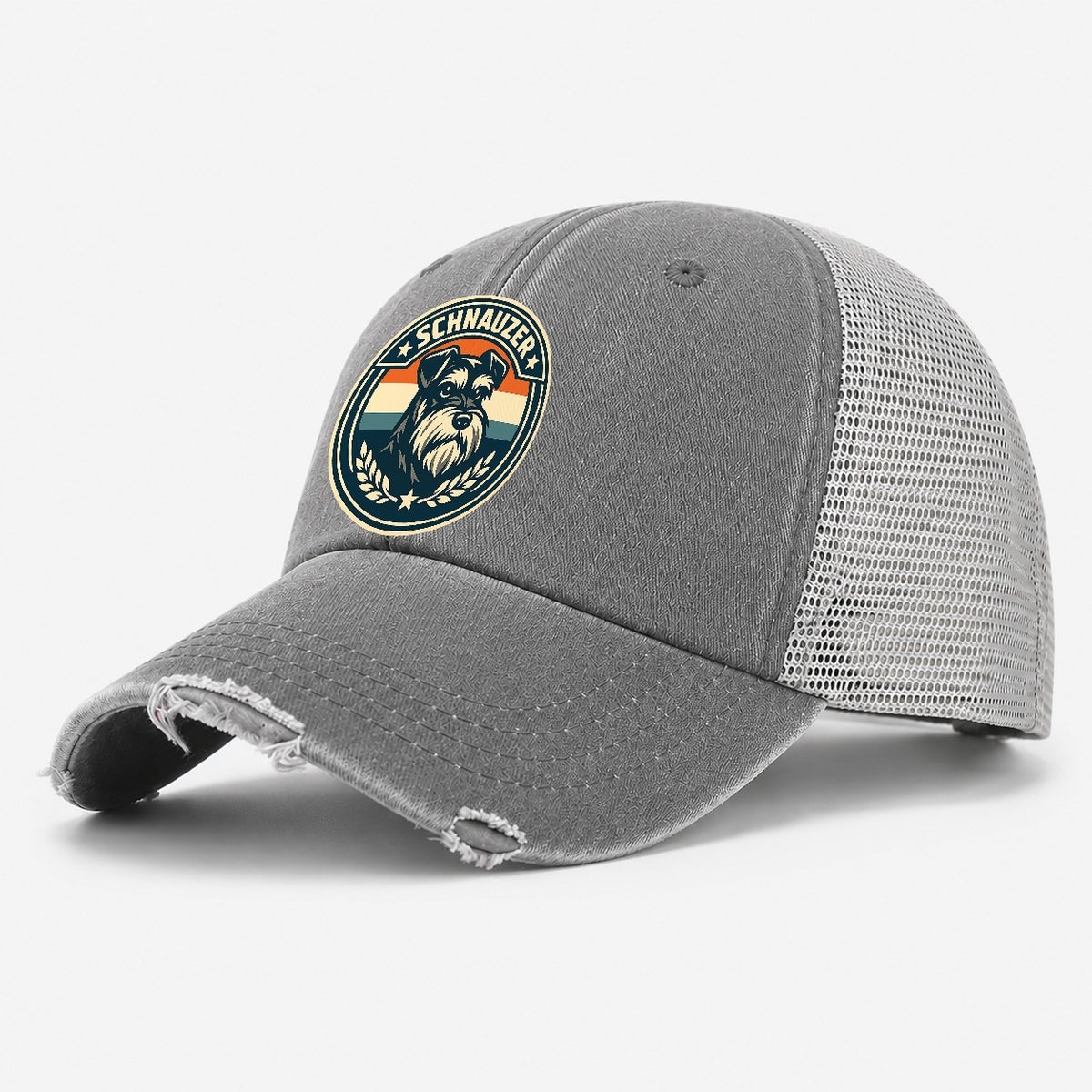 Noble Schnauzer Emblem 00e2f7ecb7d9 1770539386634 Washed Trucker Hat – Grey