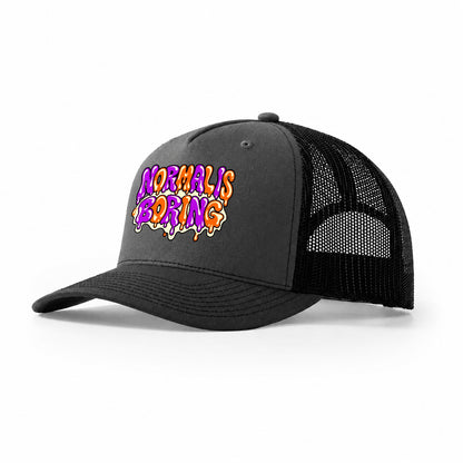 Normal Is Boring Crazy Styles Trucker Hat – Dark Grey Black