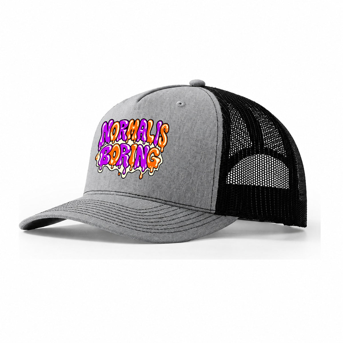 Normal Is Boring Crazy Styles Trucker Hat – Sport Grey Black