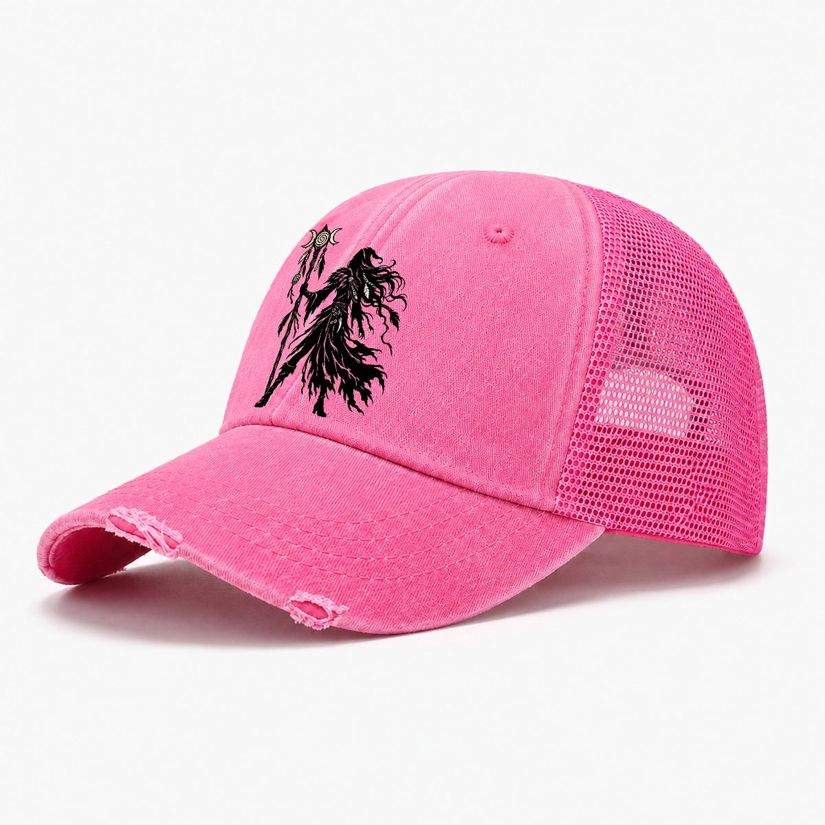 Norse Volva Seeress Witch Magic Washed Trucker Hat – Rose