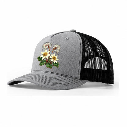 Northwest Territories Mountain Avens Canada Cultural Icons Trucker Hat – Sport Grey Black