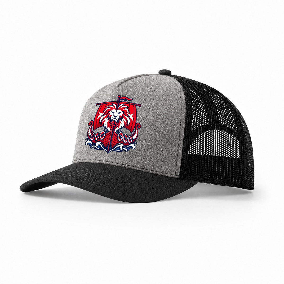 Norway Minimal Emblem Country Logos Trucker Hat – Grey Black