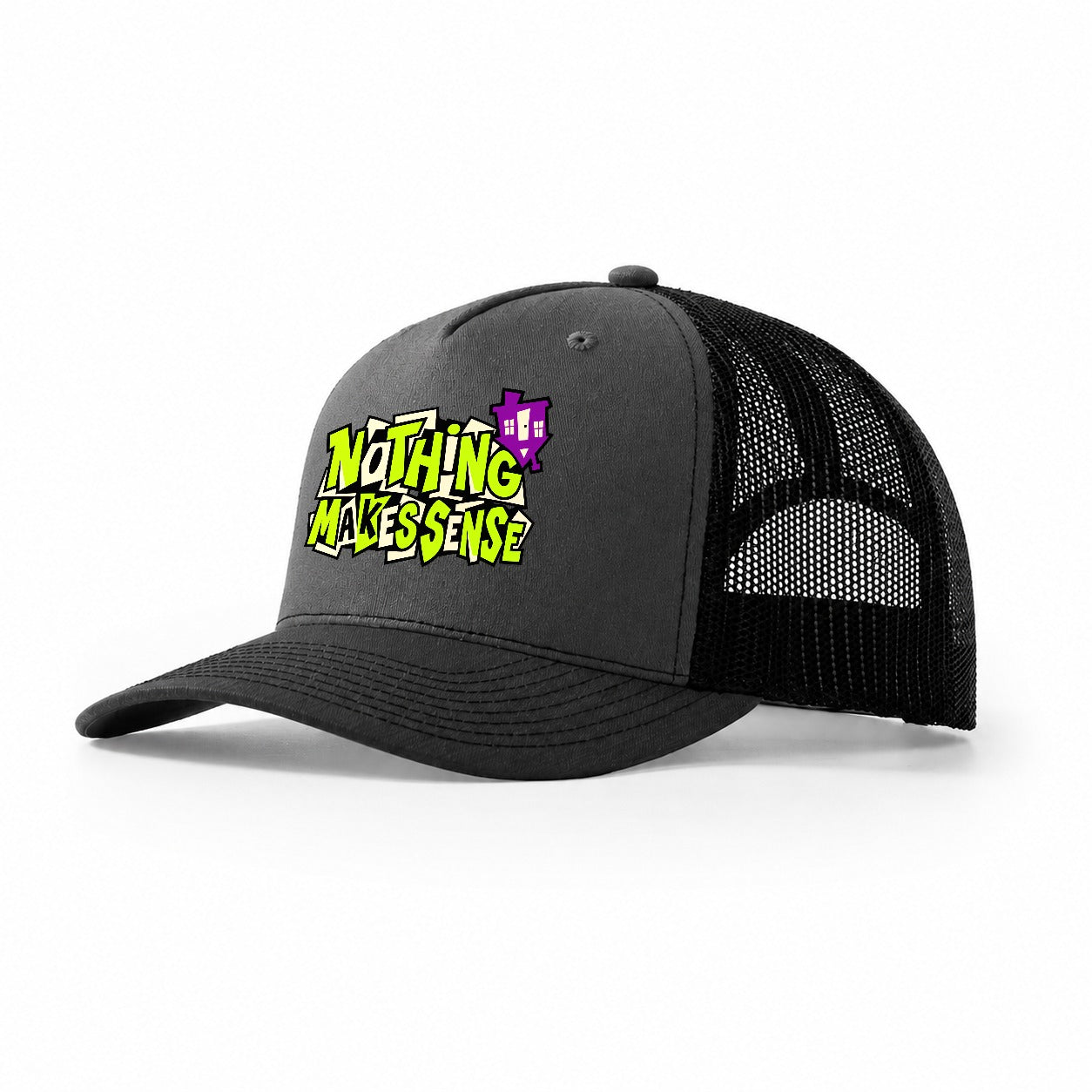 Nothing Makes Sense Crazy Styles Trucker Hat – Dark Grey Black