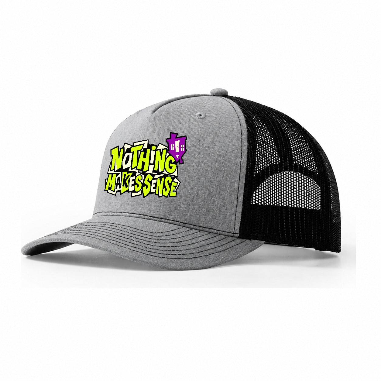 Nothing Makes Sense Crazy Styles Trucker Hat – Sport Grey Black