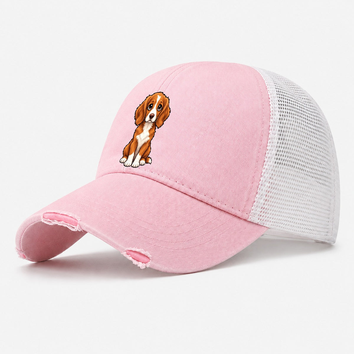Nova Scotia Duck Tolling Retriever Sitting Sweetheart Washed Trucker Hat – Light Pink
