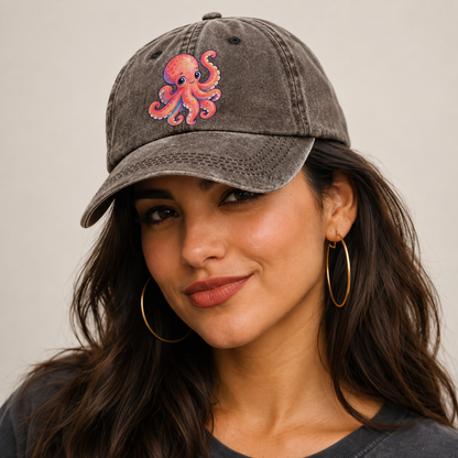 Octopus Tucked Curl Sea Sprite Classic Cap — studio model wearing the hat