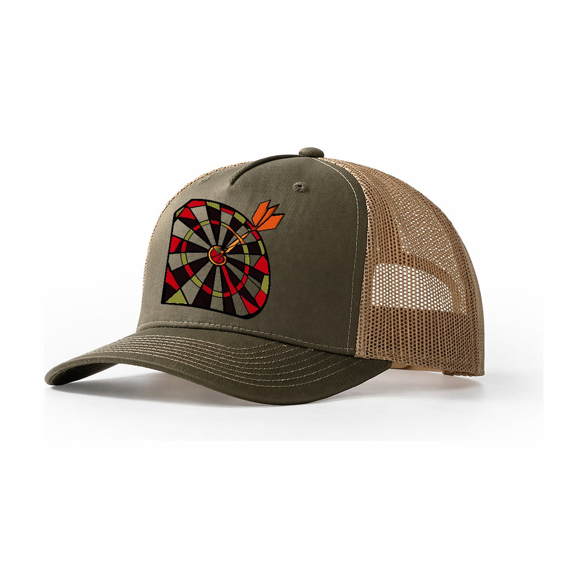 Dart Bullseye Trucker Hat – Olive Khaki
