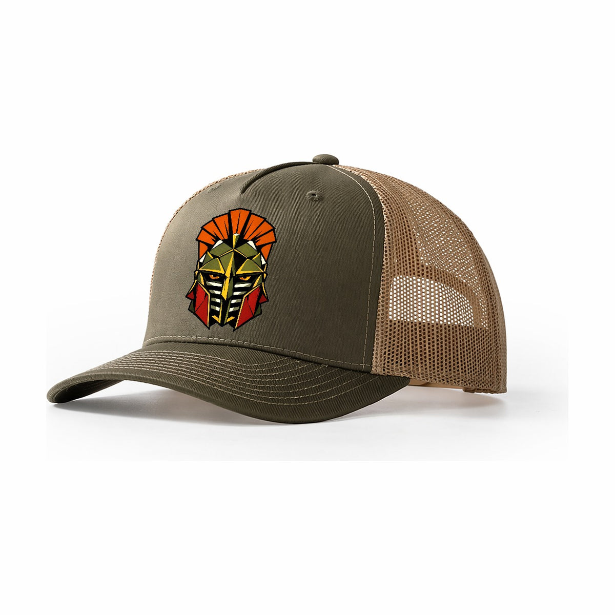 Gladiator Helmet Crest Trucker Hat – Olive Khaki