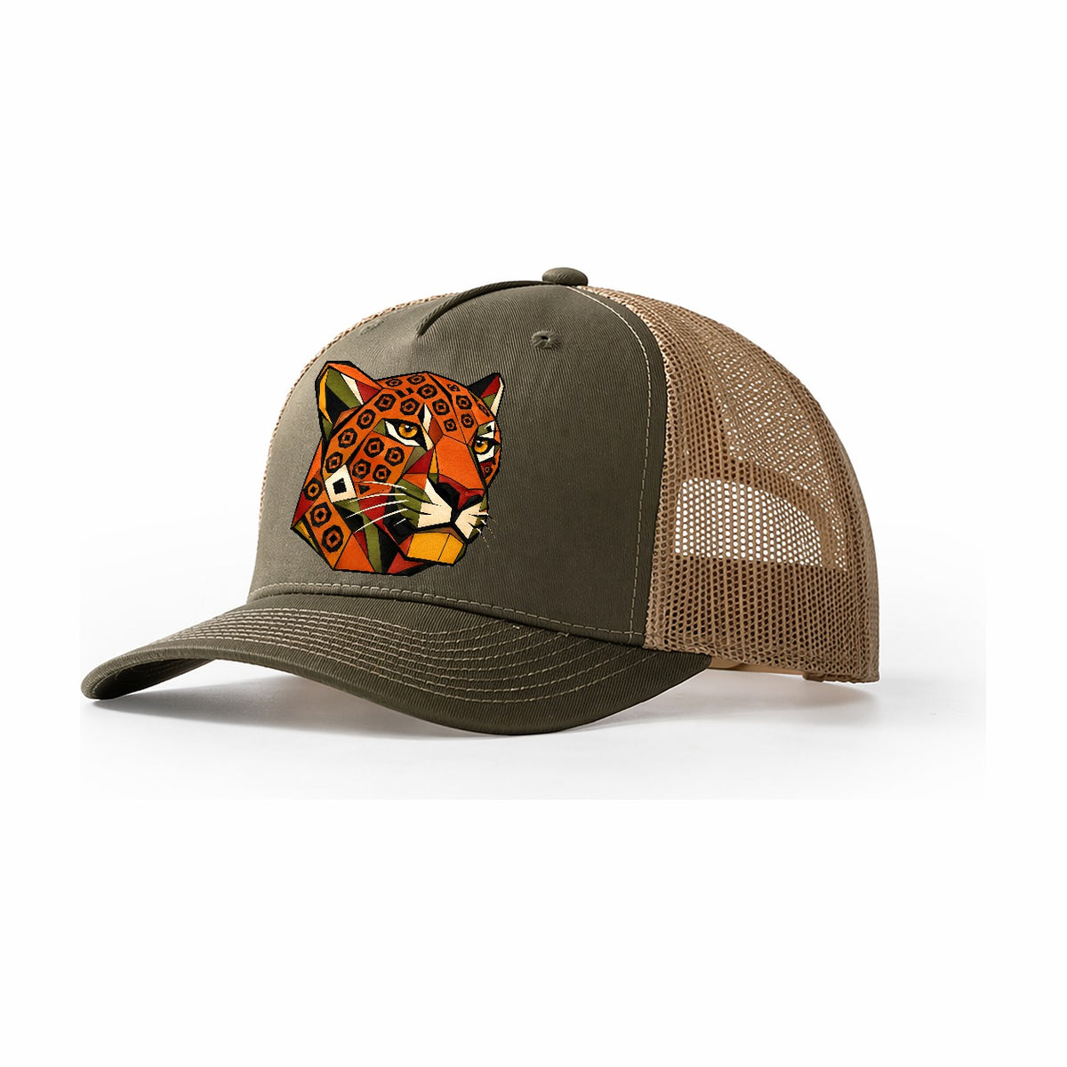 Jaguar Face Spotted Trucker Hat – Olive Khaki