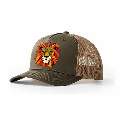 Lion Mane Portrait Trucker Hat – Olive Khaki