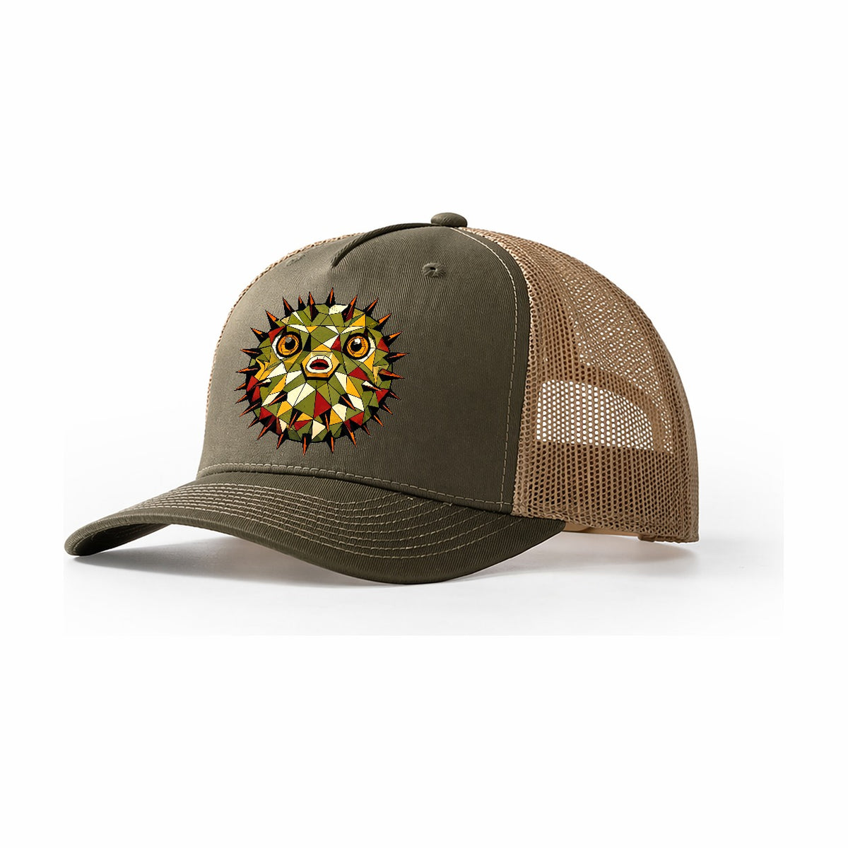 Pufferfish Inflated Spines Trucker Hat – Olive Khaki