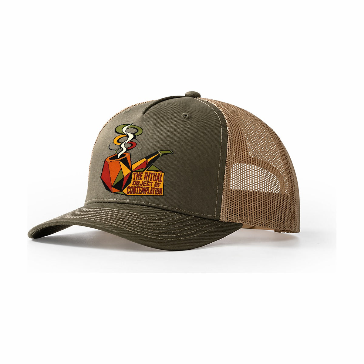 Smoking Pipe Portrait Trucker Hat – Olive Khaki