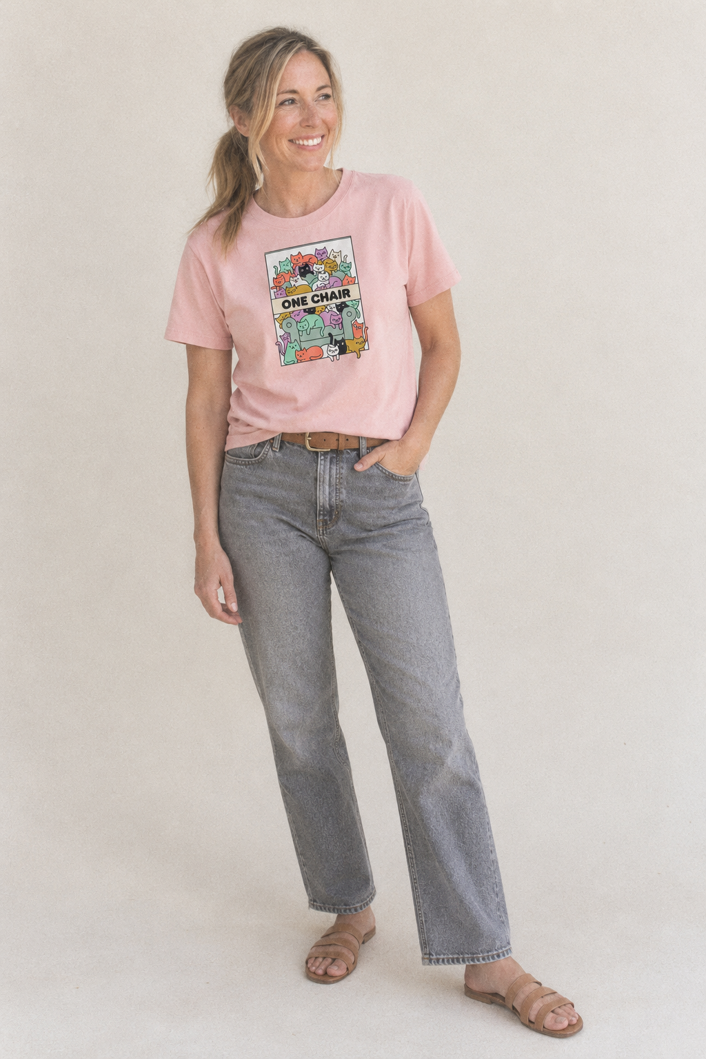 One Chair Overcatted Classic T-shirt – studio model photo