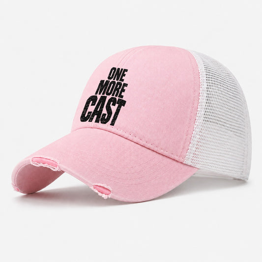One More Cast Fishing Club Washed Trucker Hat – Light Pink
