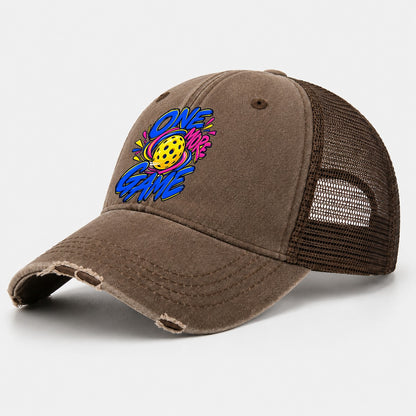 One More Game Pickleball Life Washed Trucker Hat – Coffee