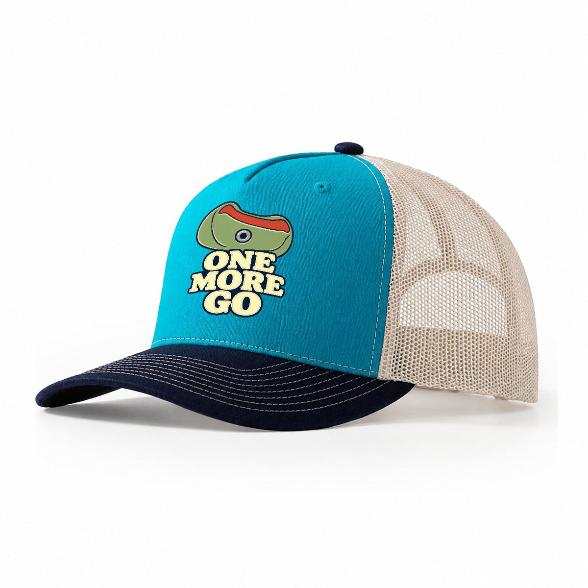 One More Go Rock Climbing Trucker Hat – Teal Navy