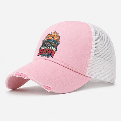 Open At Dawn Golf Life Washed Trucker Hat – Light Pink