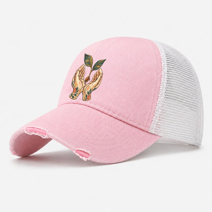Open Hands Seedling Gentle Wild Washed Trucker Hat – Light Pink