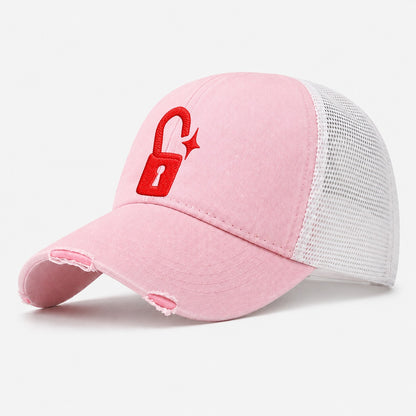 Open Padlock Spark Micro Motion Mark Washed Trucker Hat – Light Pink
