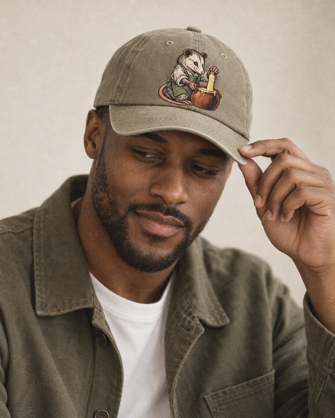 Model wearing the cap