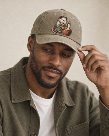 Model wearing the cap